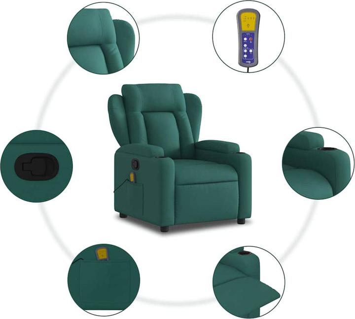 Actual product image VidaXL Massage chair dark green fabric,Colour: dark green,Material