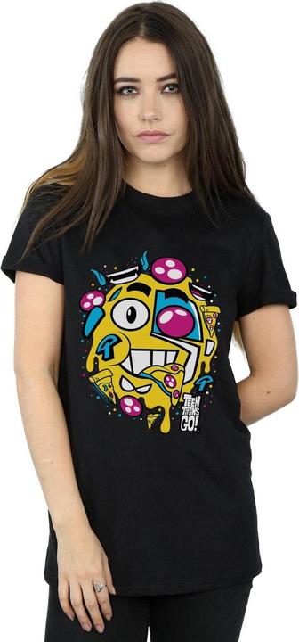 Actual product image Womens/Ladies Teen Titans Go Pizza Face Cotton Boyfriend T-Shirt (XXL)