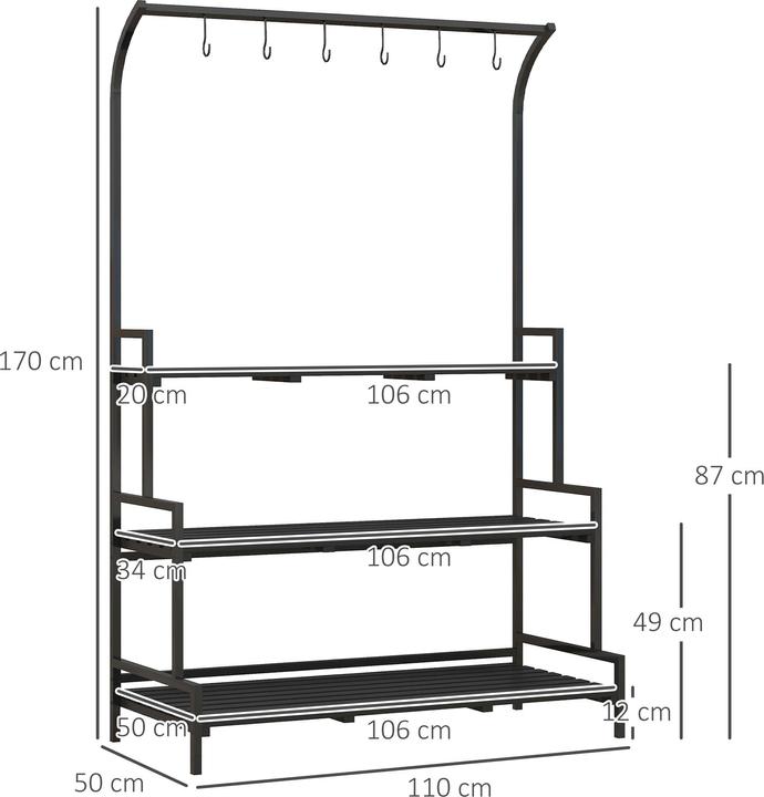Produktbild Outsunny Blumenständertreppe mit 6 Haken