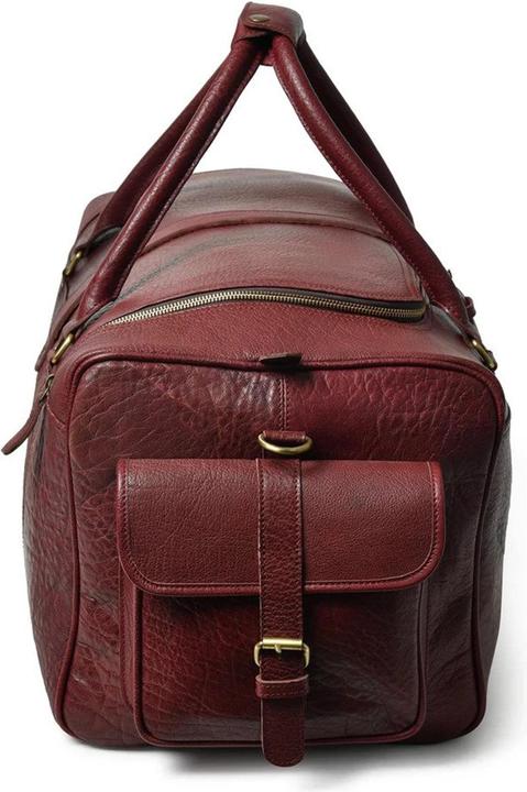 Produktbild Only-Bags.Store Herren Büffelleder Cherry Red Duffel Bag, grosse Weekender Tasche, rote Reisetasche für Männer &