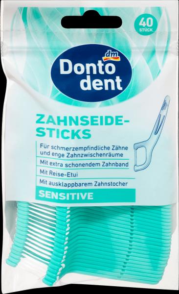 Produktbild dm Dontodent Zahnseidesticks sensitive mit Etui