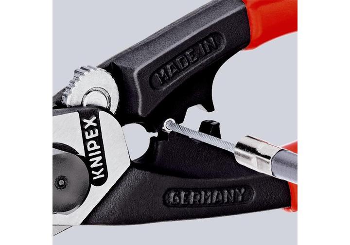 Immagine prodotto Knipex Forbici per funi metalliche l.190mm f.fune metallica d.6mm testa lucida manico 2comp. guaine (195 mm)