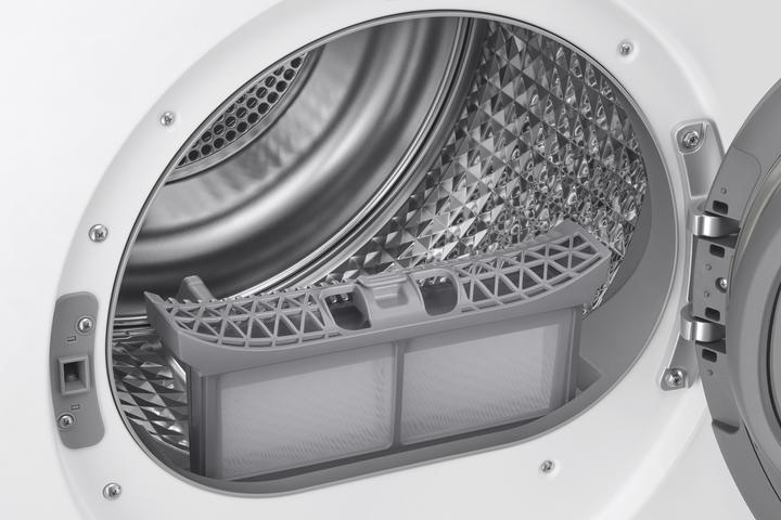 Image du produit Samsung DV90BB7445GWS2 blanc / bandeau blanc / porte vitrée noire (9 kg)