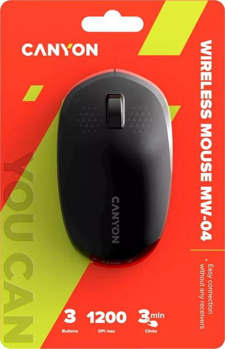 Actual product image Canyon MW-04, Bluetooth Wireless optical mouse with 3 buttons, DPI 1200, with1pc AA turbo (Wireless)
