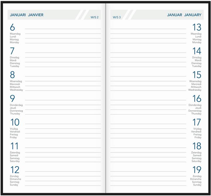 Actual product image Aurora Timeplan (A6, German, Spanish, French, Dutch, Italian, English)