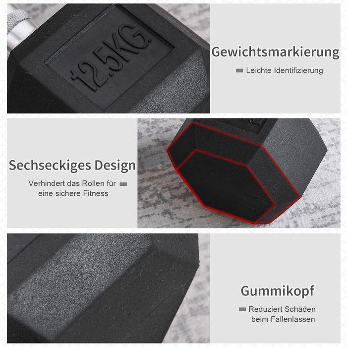 Produktbild Swisshandel24 Hexagon Kurzhantel Gusseisen Hantel Gummi-Hantel Griff gerändelt Gewichte Metall Gummi schwarz 1 x 1 (1 x 10 kg)