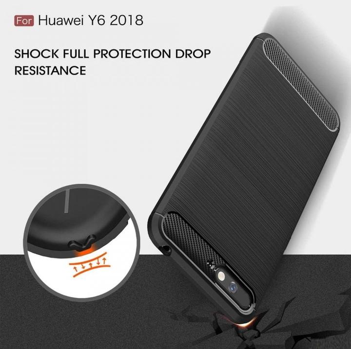 Produktbild Screenguard Huawei Y6 2018 Hülle Carbon Brushed Soft TPU (Huawei Y6 (2018))