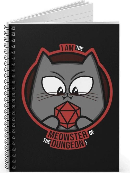 Produktbild Glass Staff Notizbuch Meowster of the Dungeon Schwarz/Grau (Liniert, Harter Einband)