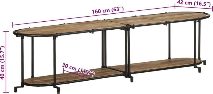 Actual product image VidaXL TV cabinet Lowboard TV cabinet TV table TV furniture Rough mango wood (160 x 42 x 40 cm)