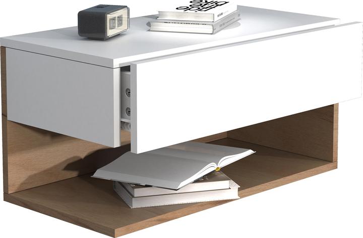 Immagine prodotto VCM Comodino con cassetto a muro in legno Comodino con cassetto a muro Consolle da letto Usal XL 60 cm (60 x 32 x 30 cm)