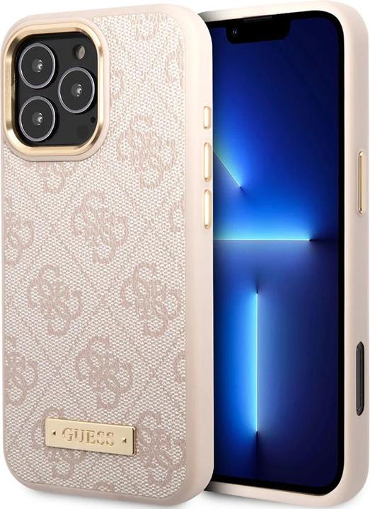 Actual product image Guess GUHMP16XU4GPRP iPhone 16 Pro Max 6.9" różowy/pink hardcase 4G Logo Plate MagSafe (Apple iPhone 16 Pro Max)