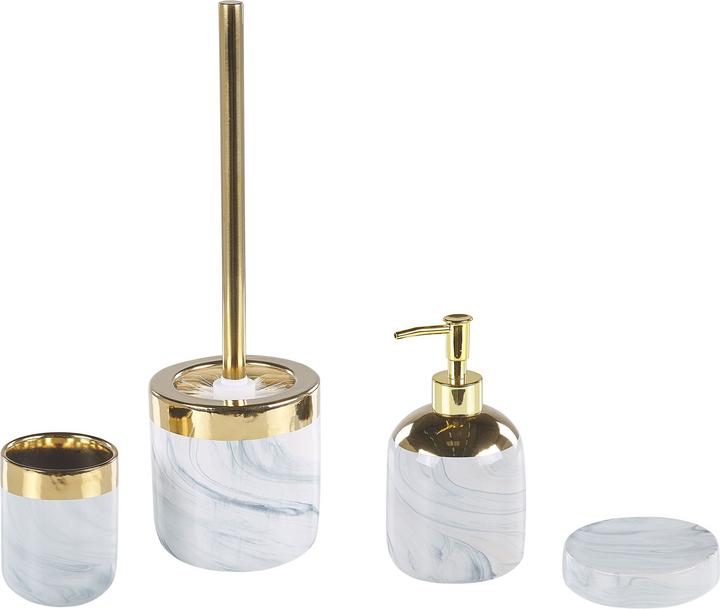 Immagine prodotto Beliani Set da bagno 4 pezzi in ceramica effetto marmo/oro HUNCAL