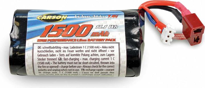 Produktbild Carson 7,4V/1500mAh Akku Li-Ion T-Plug XS-Line (7.40 V, 1500 mAh)