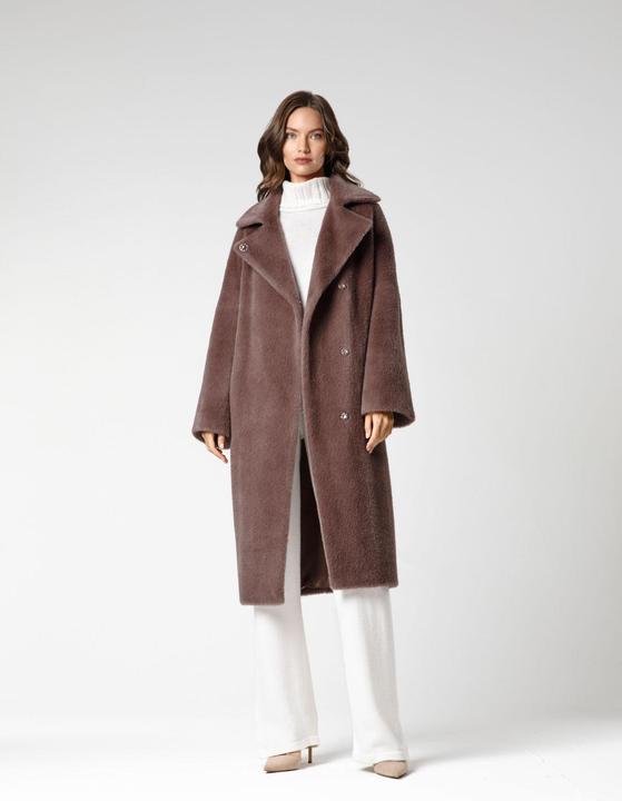 Image du produit Furnari Manteau en éco-molleton lisse avec col rabattu, couleur chaude Coffee Liqueur (42,44,46,50) (42, 44, 46, 48)