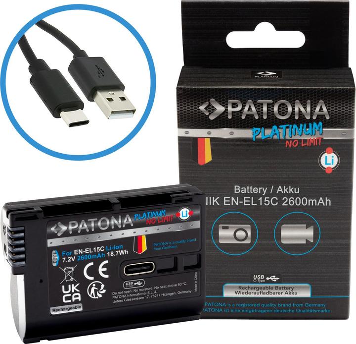 Produktbild Patona Platinum Akku Nikon ENEL15C USB-C (Kamera Akku)