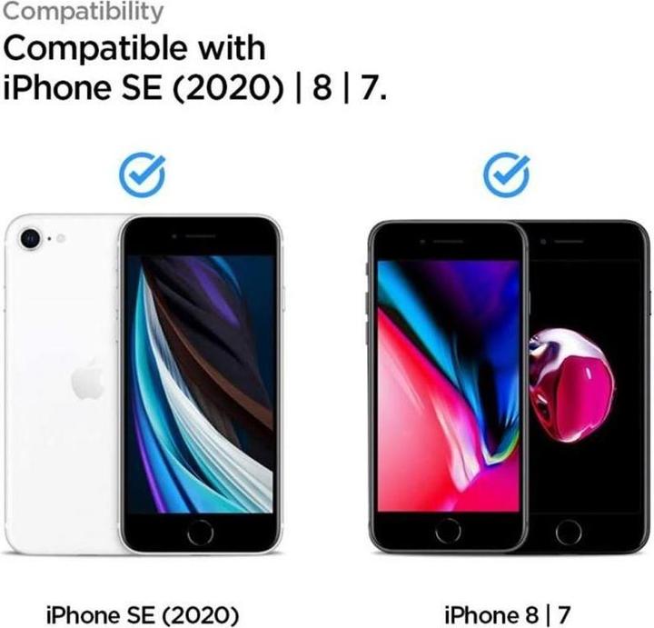 Produktbild Spigen tempered glass ALM GLASS FC for iPhone 7 / 8 / SE 2020 / SE 2022 black (1 Stück, LG K8 2017, Apple iPhone SE (2nd Gen))