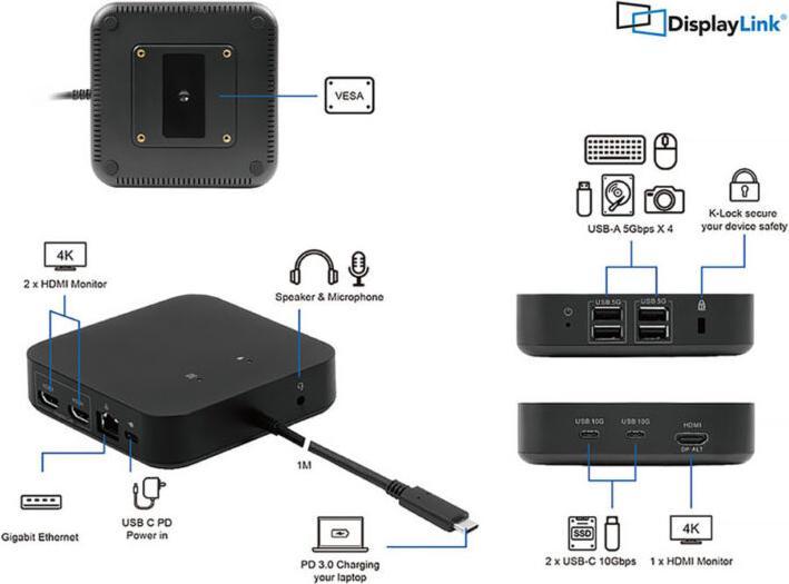 Actual product image LMP Triple-DisplayDock 4K (USB-C, 12 Ports)