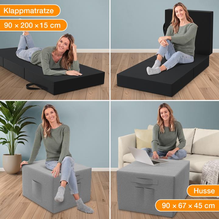Image du produit Bestschlaf Matelas pliable avec housse et sac de transport (90 x 200 cm, Noyau de mousse)