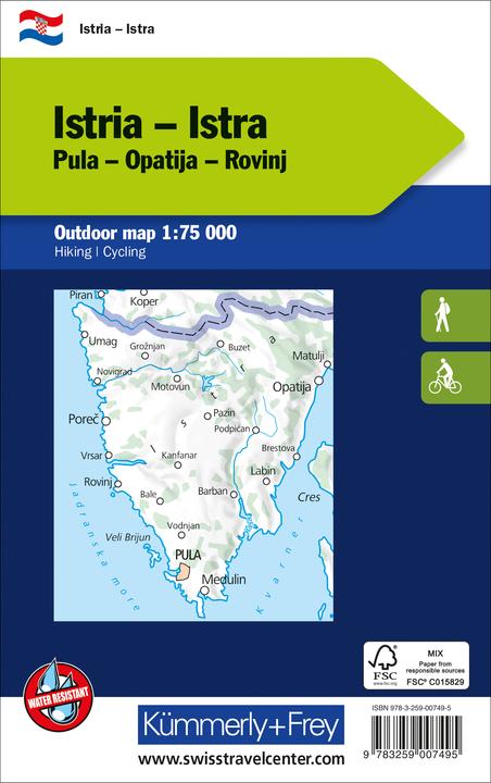 Produktbild Istrien Nr. 01 Outdoorkarte Kroatien 1: