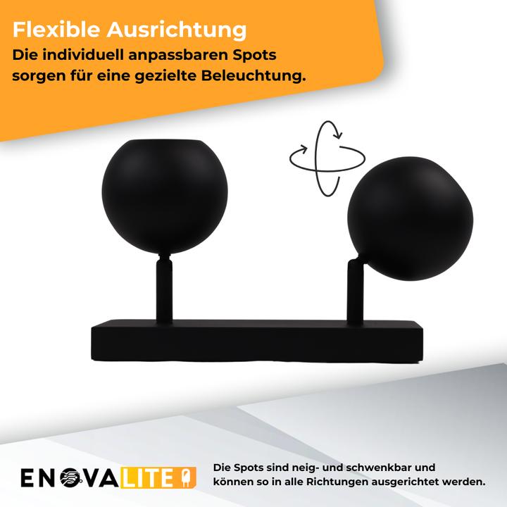 Produktbild Enovalite Deckenleuchte GLOBE, GU10-Fassung, IP20, Ø10cm, 2 flammig, schwarz (GU10)