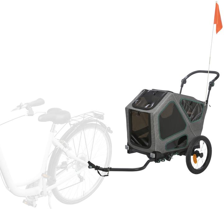 Produktbild Trixie Fahrrad-Anhänger L, 80×103×98/147 cm, Grau/Salbei (Hund, Reflektoren, Komplett zu öffnen)