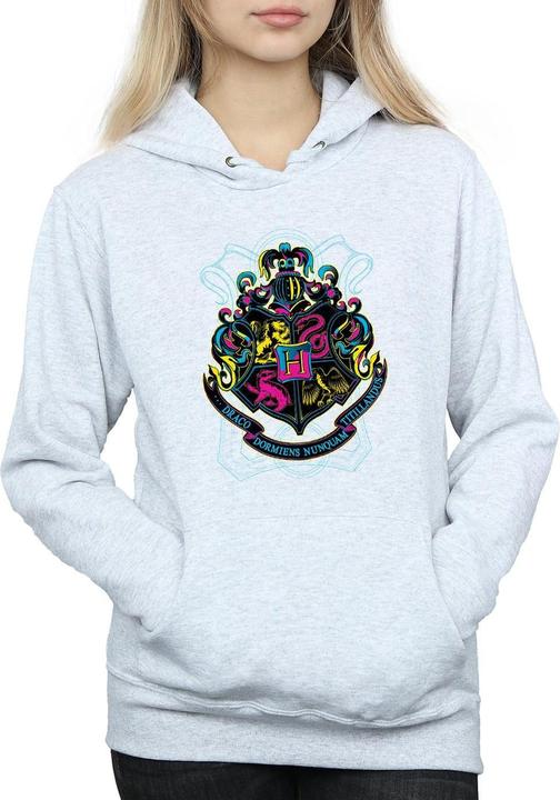 Actual product image Womens/Ladies Neon Hogwarts Crest Hoodie (XL)
