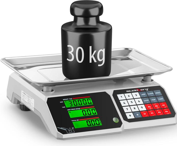 Actual product image Steinberg Price-Calculating Scale - 30 kg / 1 g - 34.1 x 24.1 cm - LCD