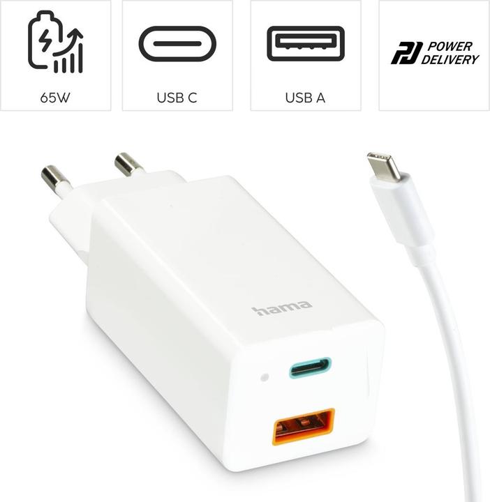 Produktbild Hama GaN Charger + USB Kabel (65 W)