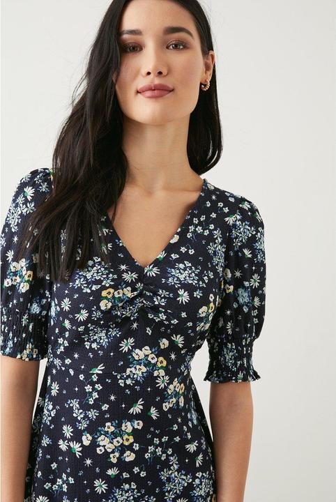 Produktbild Dorothy Perkins Ditsy Print Geraffte Manschette Petite Midi Kleid (34 D)