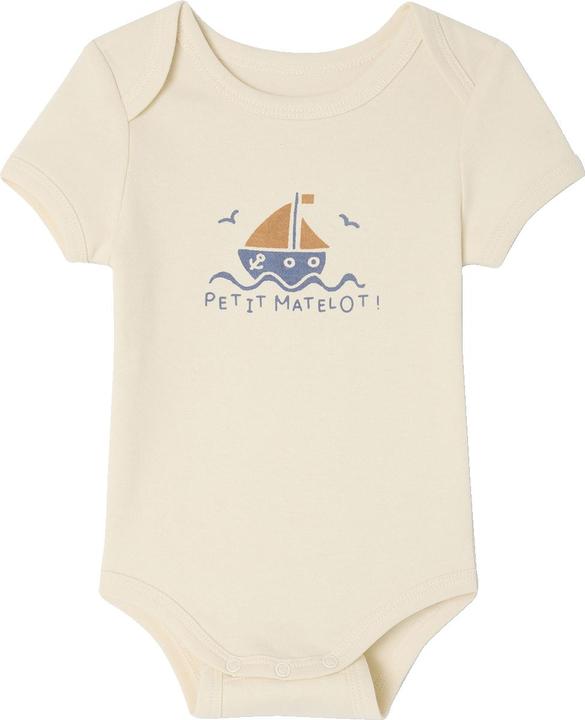 Actual product image Vertbaudet Bio-Kollektion: 3er-Pack mitwachsende Baby Bodys mit kurzen Ärmeln (56)