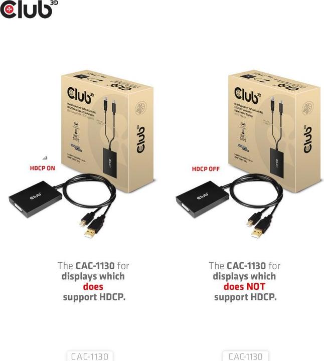 Actual product image Club 3D CAC-1130 (USB-A, Mini DP, 6.10 cm)
