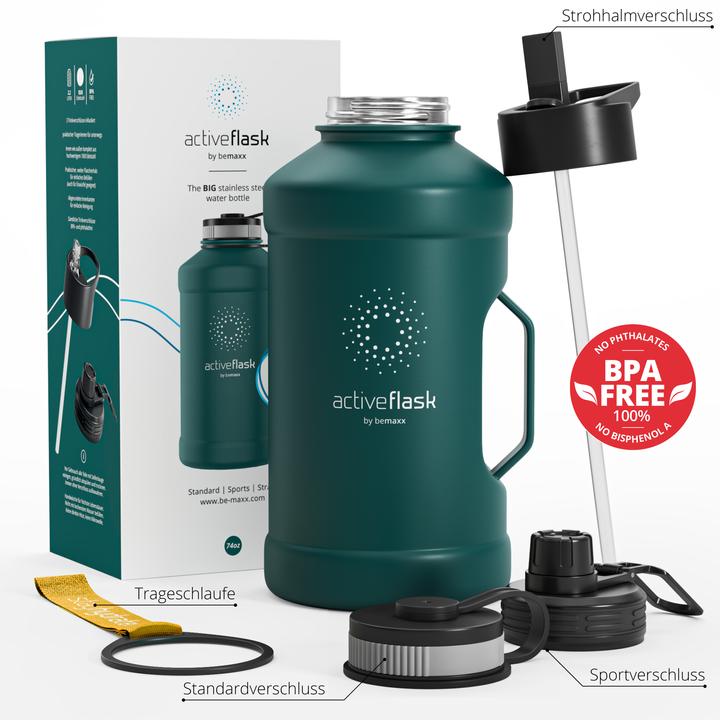 Produktbild BeMaxx Active Flask Trinkflasche, Single-Wall, 2200ml (2.20 l)