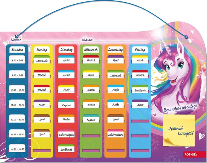 Produktbild Magni Klipp&Klar Stundenplan Steck Fix - Einhornportrait, A3 - ideal für Mädchen in der Grundschule, Einho (A3)