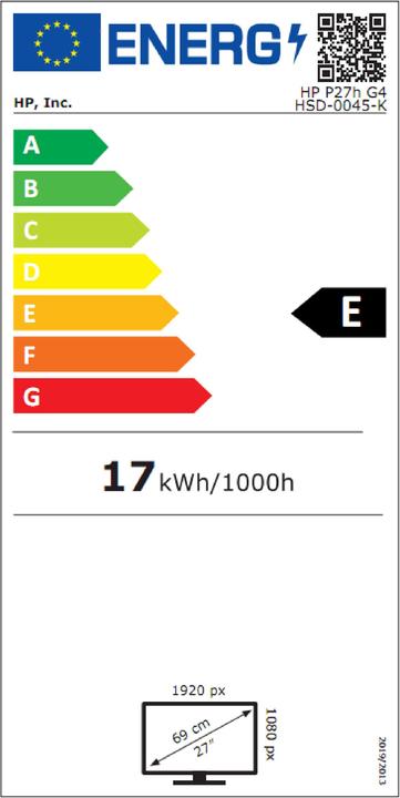 Energie-Label HP P27H G4 (1920 x 1080 Pixel, 27")
