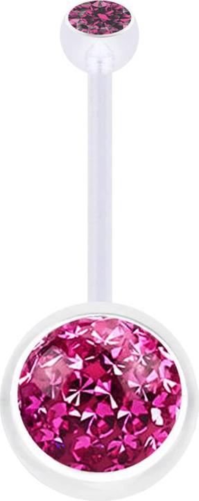 Produktbild Star Piercing Banane transparent mit Kugel Kristall pink und Kugel Kristall pink Epoxy Schutzschicht (Bioflex, ohne Messing)