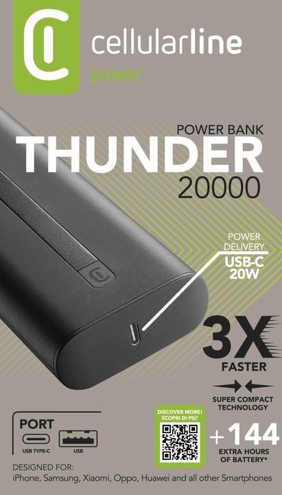 Image du produit Cellularline Tonnerre 20000 (20000 mAh, 20 W, 74 Wh)