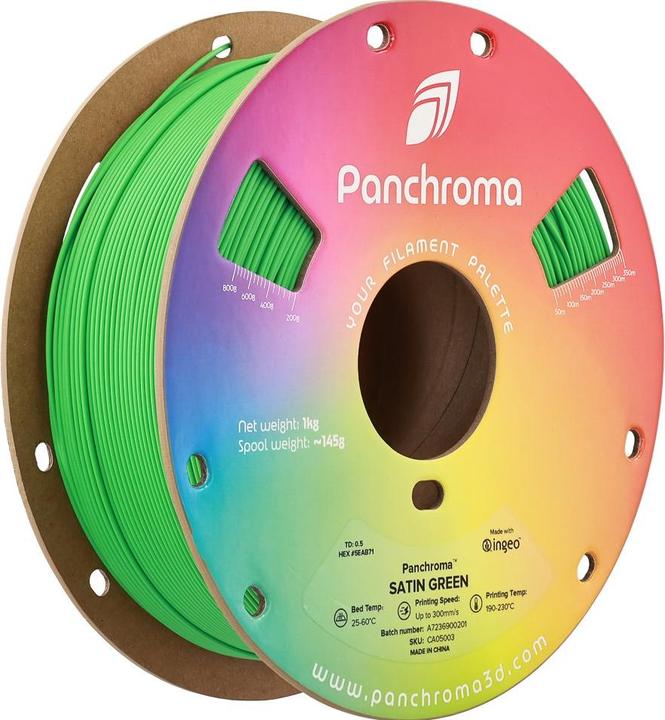 Actual product image Polymaker Panchroma™ PLA Satin (PLA, 1.75 mm, 1000 g, Green)
