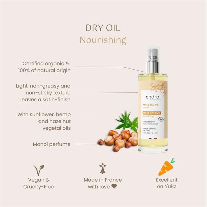 Immagine prodotto Endro Cosmétiques Trockenöl natürlich 3in1 100 ml (Olio corpo, 100 ml)