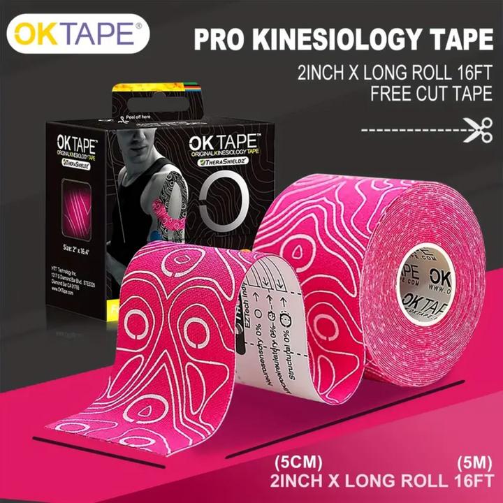 Actual product image OK Tape PRO Kinesiology Tape, 5cm X 5m Red (5 m)