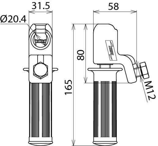 Image du produit Dehn KKH 20 HG Capuchon de tête sphérique D 20mm rigide avec poignée p. Câble 25-120mm