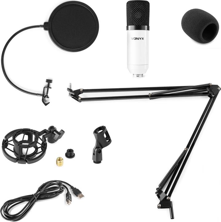 Actual product image Vonyx Condenser Microphone CMS300W Studio Set White