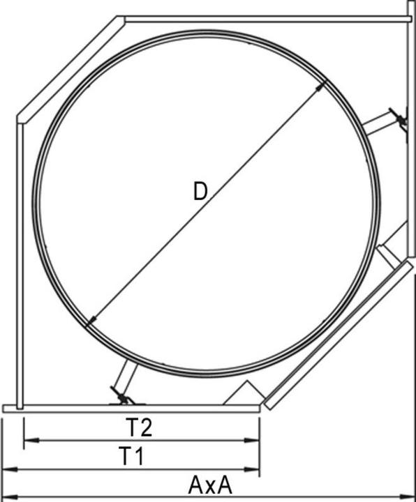 Produktbild OK-Line Eckkarusselbeschläge Recorner maxx für Eckmöbel 45° mit scharnierten Türen (1 Stk.)
