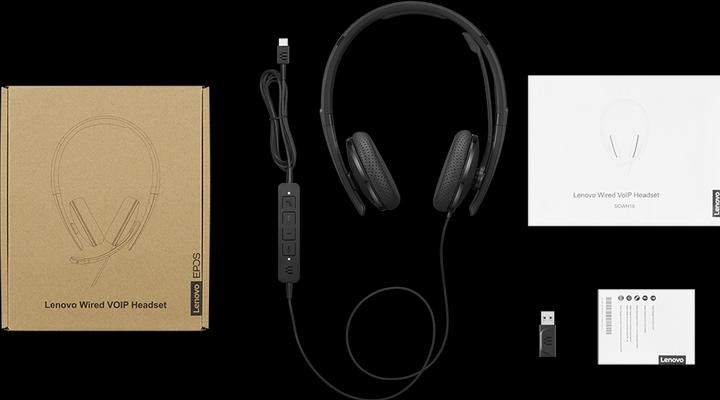 Actual product image Lenovo Wired Voip Headset Uc (Cable, USB-C)