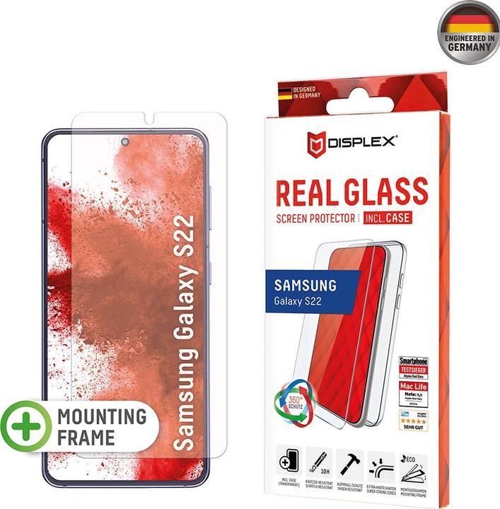 Actual product image Displex Real Glass, 2D Panzerglas + Handyhülle (1 Piece, Samsung Galaxy S22 5G)