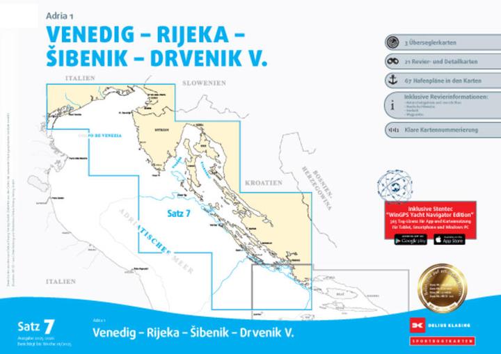 Produktbild Sportbootkarten Satz 7: Adria 1 (Ausgabe 2025/2026)