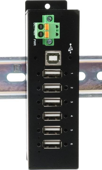 Actual product image Exsys GmbH 6 Port USB 2.0 Managed HUB, incl. Din-Rail (USB-B, 6 Ports)