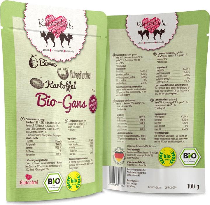 Produktbild KatzenLiebe Bio Gans mit Kartoffel (Adult, 1 Stk., 100 g)