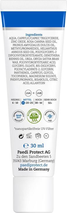 Produktbild Paediprotect Paediprotekt, Sonnenfiltercreme, 30 ml (Sonnencreme, SPF 15, 30 ml, 50 g)
