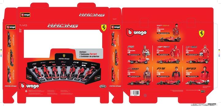 Produktbild Bburago F1 7er-Set Displaykurve Ferrari 1/43