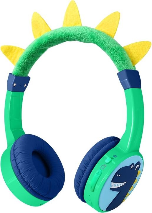 Image du produit PhoneLook Casque cool sans fil Bluetooth 5.3 pour enfants avec volume atténué 85dB et design amusant Dino